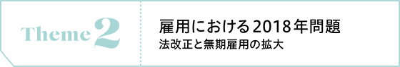 Theme2　雇用における2018年問題 法改正と無期雇用の拡大