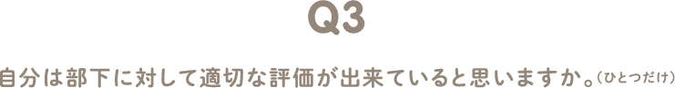 Q3 自分は部下に対して適切な評価が出来ていると思いますか。（ひとつだけ）